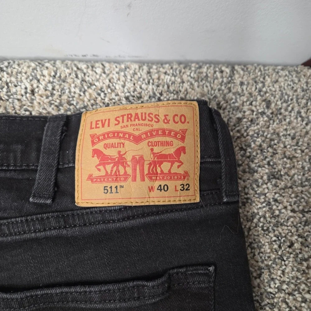 Levis‎ 511 Slim Fit Black Denim Jeans Mens 40x32 04511-5382 Casual Pants